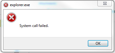 explorerexe system call failed