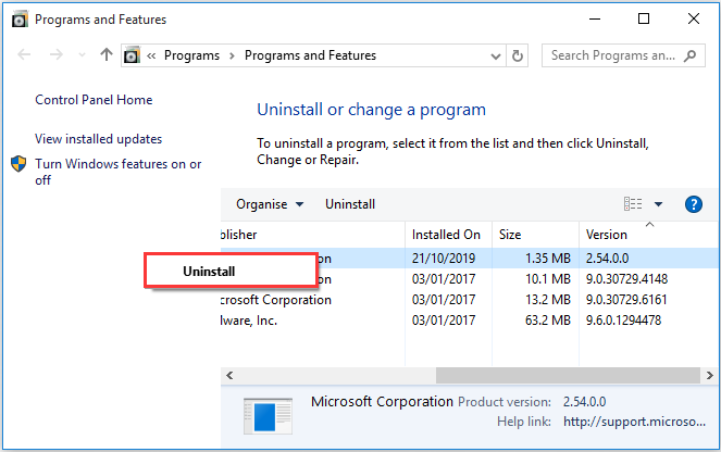 uninstall currently installed a program