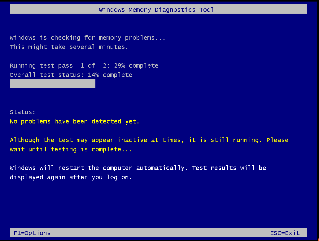 Windows Memory Diagnostic Tool runs automatically