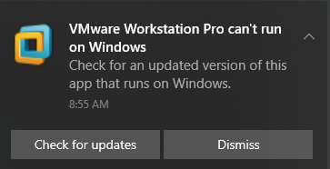VMware Workstation Pro can't run on Windows