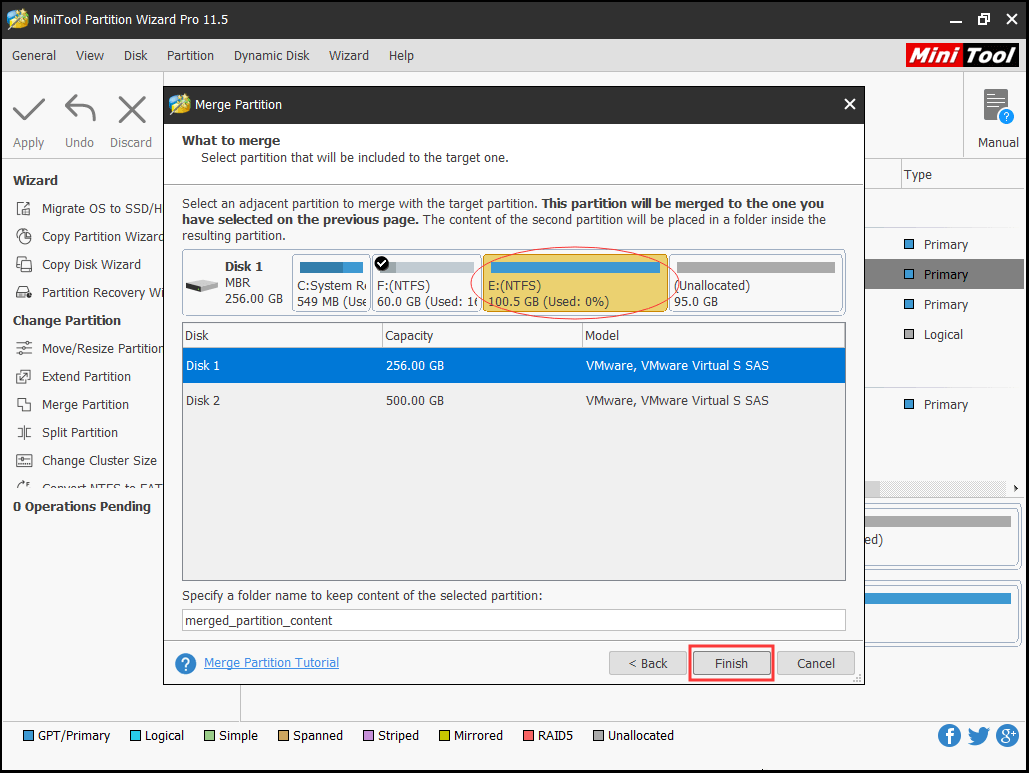 select the partition to be included