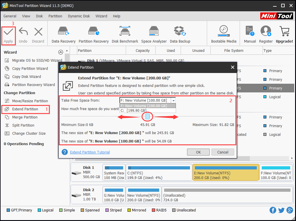 MiniTool Partition Wizard Extend Partition