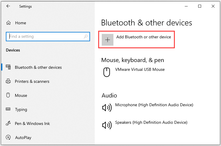  click the Add Bluetooth & other devices button