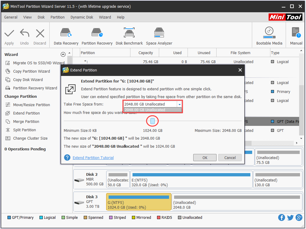 choose some unallocated space or free space from other partition