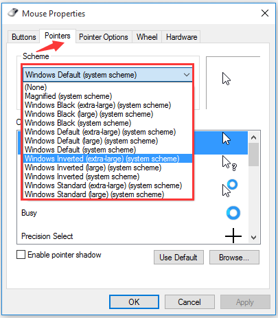 select a new pointer