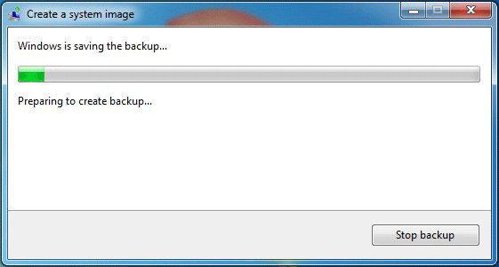 wait for Windows 7 to finish the backup