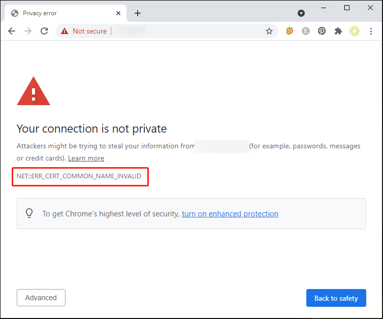 your connection is not private Chrome