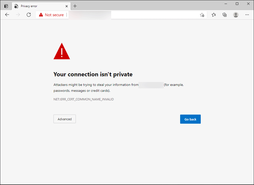 your connection is not private Microsoft Edge