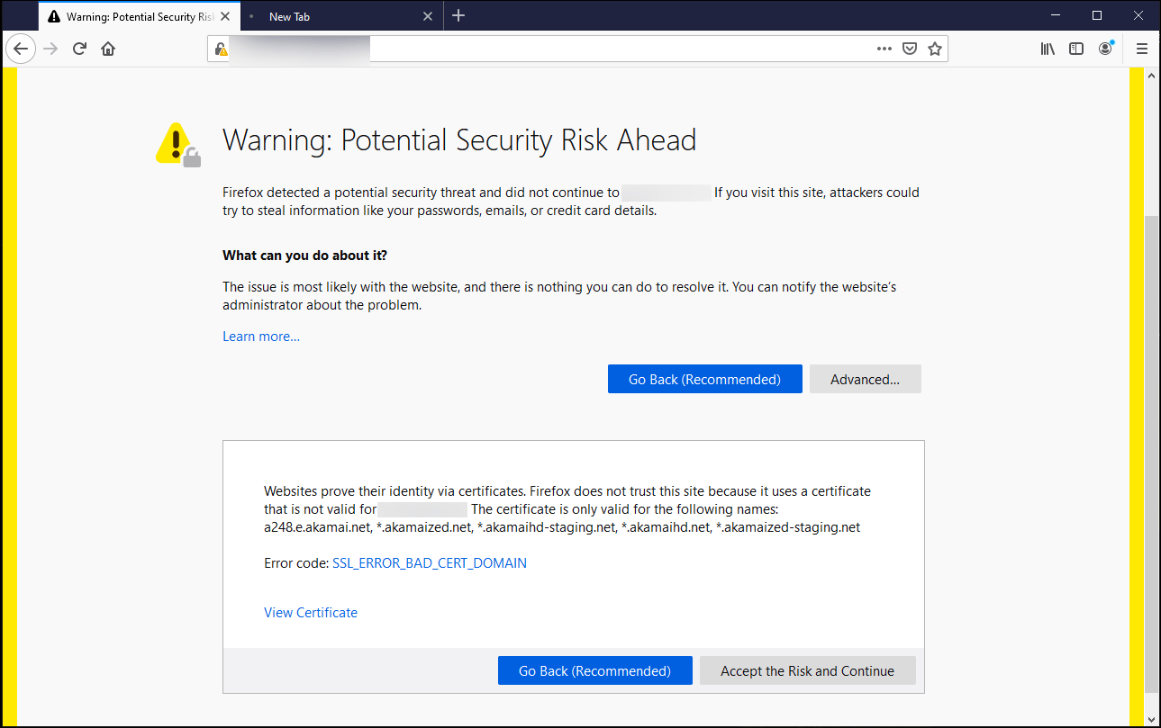 your connection is not private Firefox