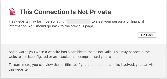 this connection is not private Safari