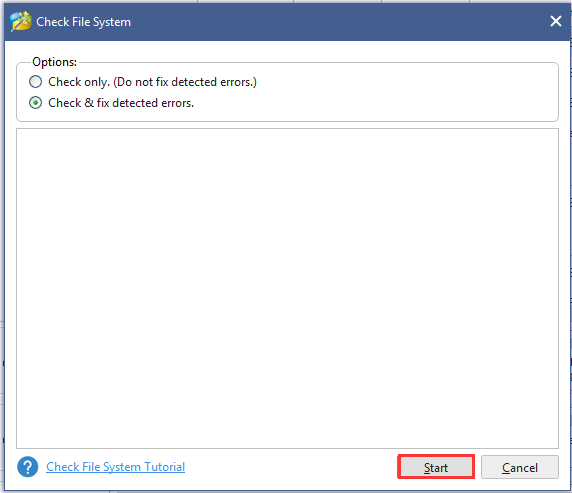 select Check & fix detected errors and click start