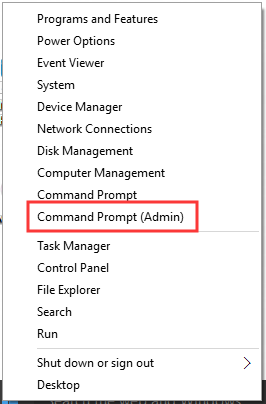 select Command Prompt (Admin)