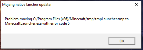 error code 5 Minecraft