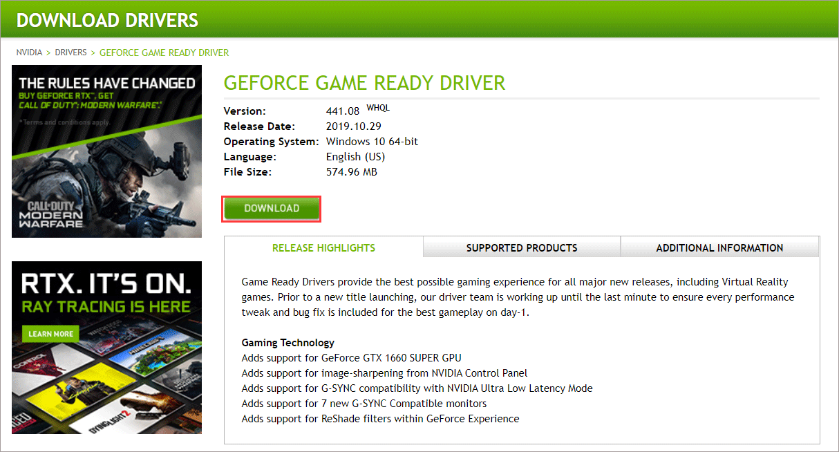 click download button to download older driver