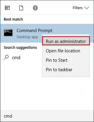 open Command Prompt as administrator
