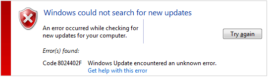 Windows update error 8024402F