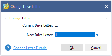 assign a new drive letter for the selected partition
