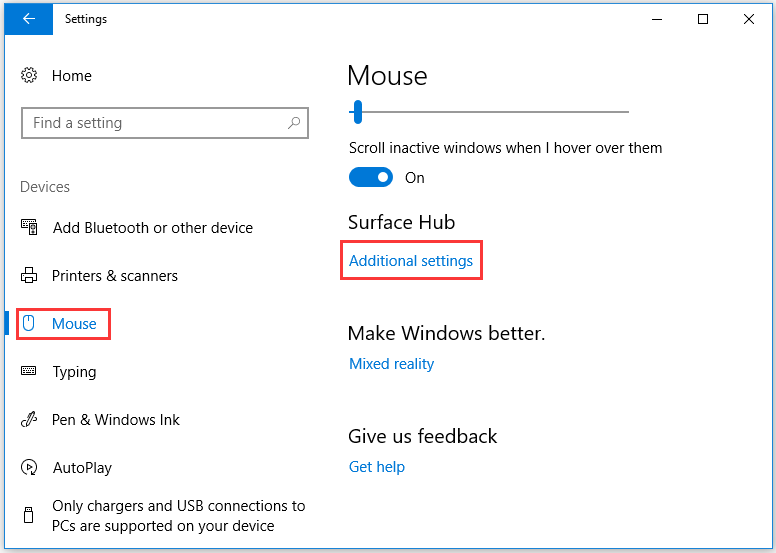 click the Additional settings option