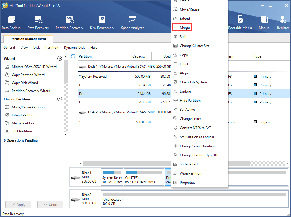 merge partitions without losing data with MiniTool Partition Wizard
