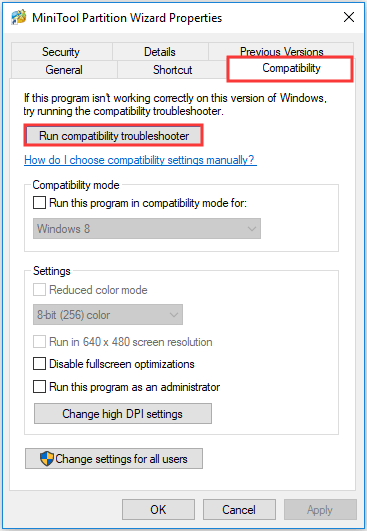 run compatibility troubleshooter