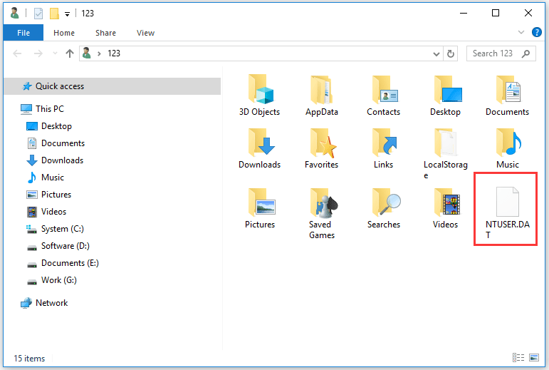 NTUSER.DAT file on Windows 10