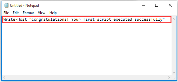 type the script in the Notepad