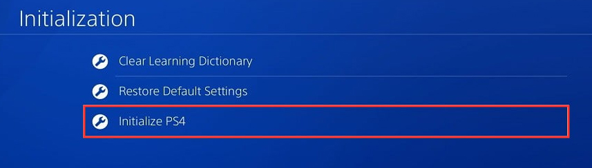 select the Initialize PS4 section
