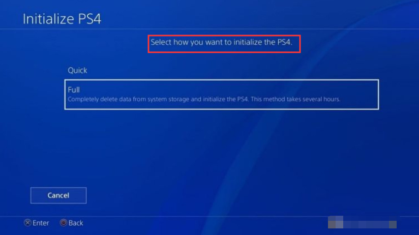 select a way to initialize your PS4