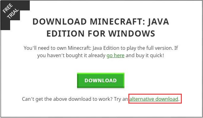click Try an alternative download option
