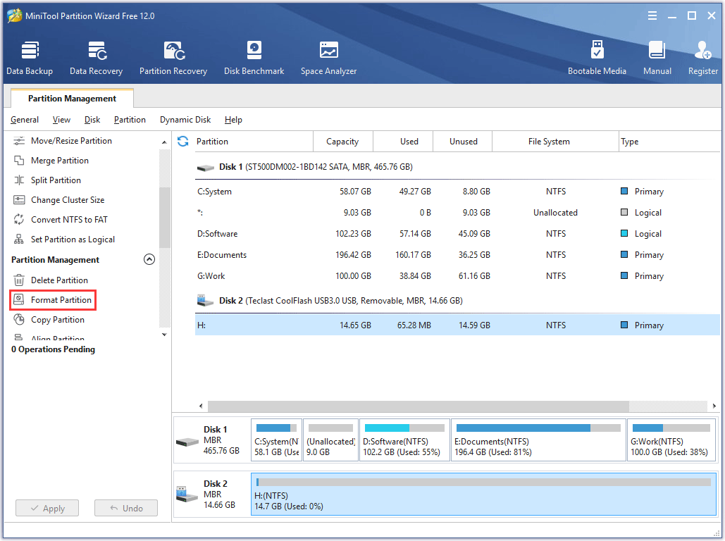 activate the Format Partition feature