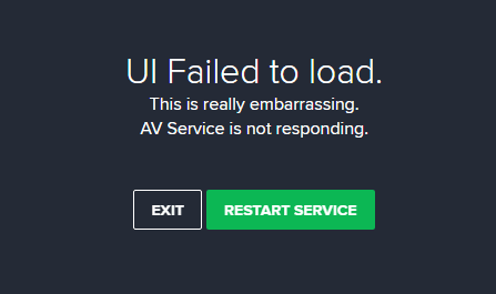  Avast ui failed to load Windows 10