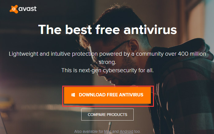 download Avast from its main interface