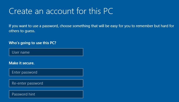 create an account for PC