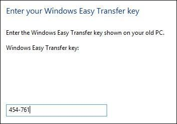 type the written Windows Easy Transfer key