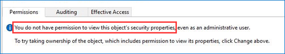 don’t have permission to view security properties