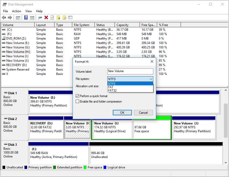 Format hard disk partition to other file systems