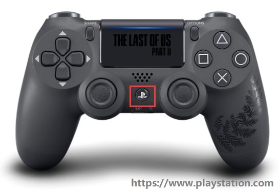 PS button on the PS4 controller