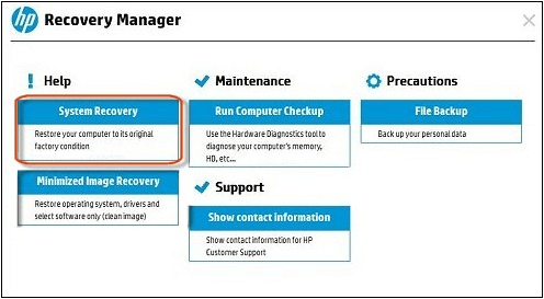 perform system recovery in recovery environment