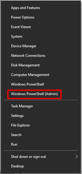 click on Windows PowerShell Admin
