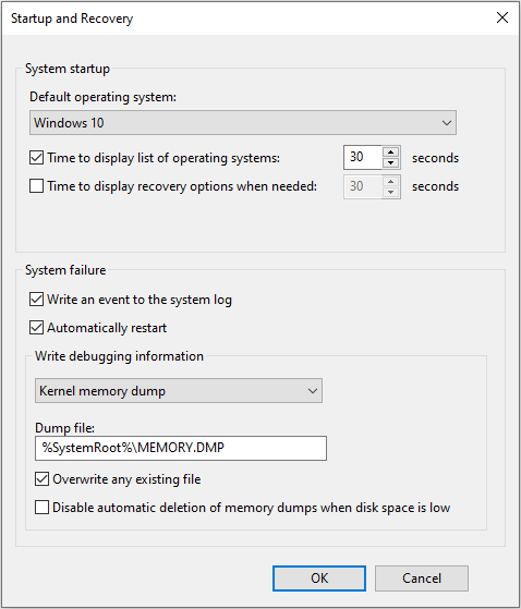 generate a kernel memory dump