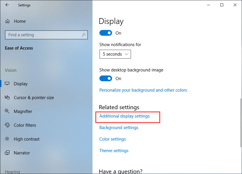 select additional display settings