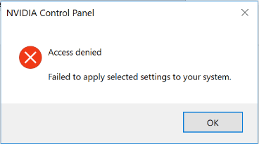 access denied NVIDIA Control Panel