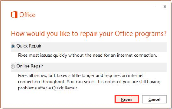 repair Microsoft Office
