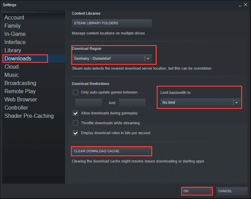make some changes for Steam Download settings