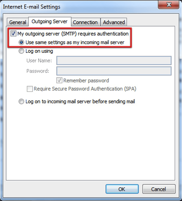change Internet E-mail settings