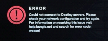 Destiny error code weasel