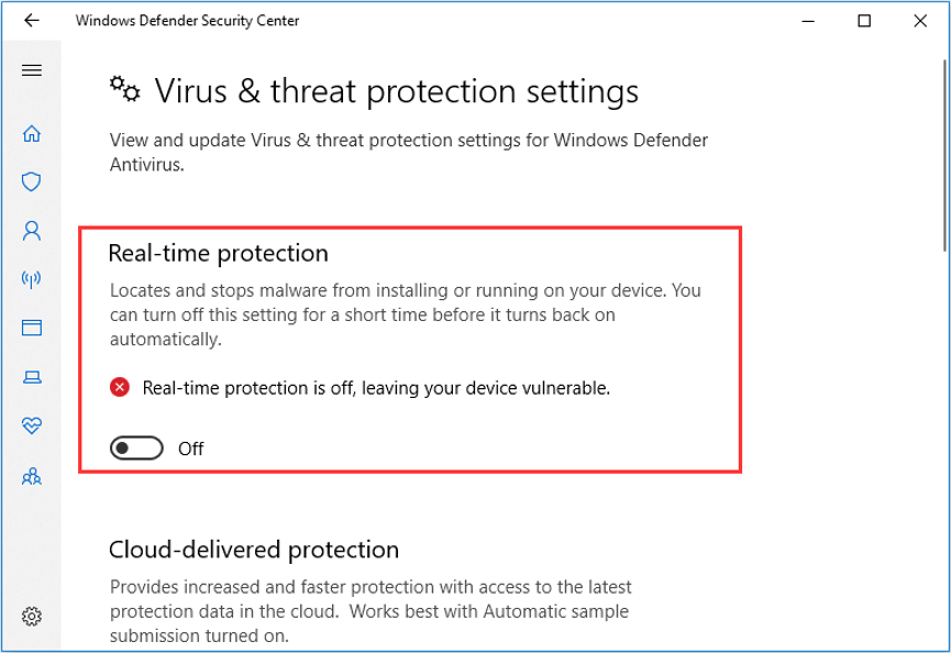disable Windows Defender temporarily