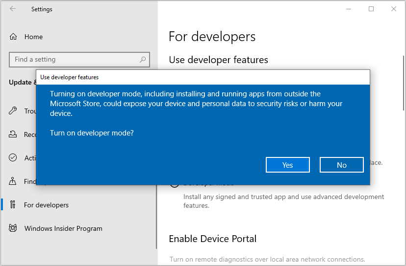 enable Developer mode
