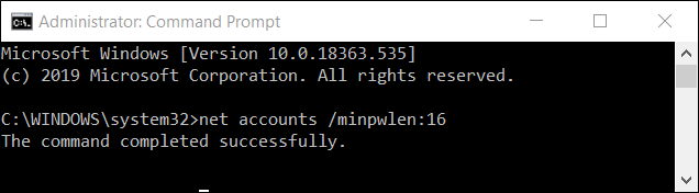 set a minimum password length with command lines