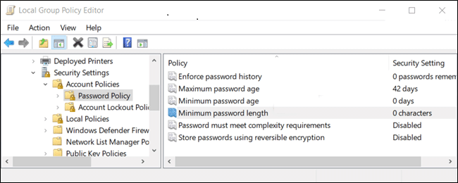Minimum password length in Group Policy